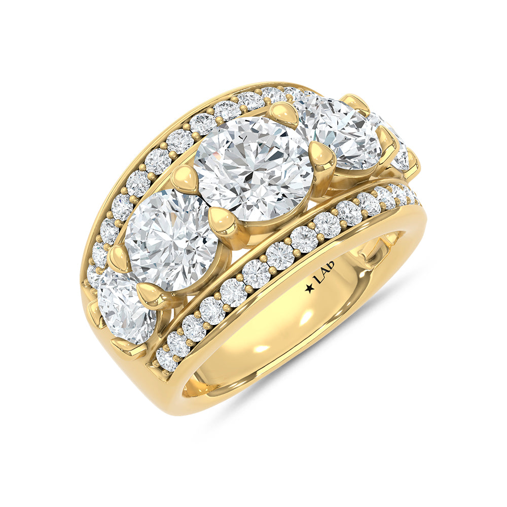Lab-grown diamond 5 Ct. fashion band in 14K Yellow Gold, angled view highlighting the setting.