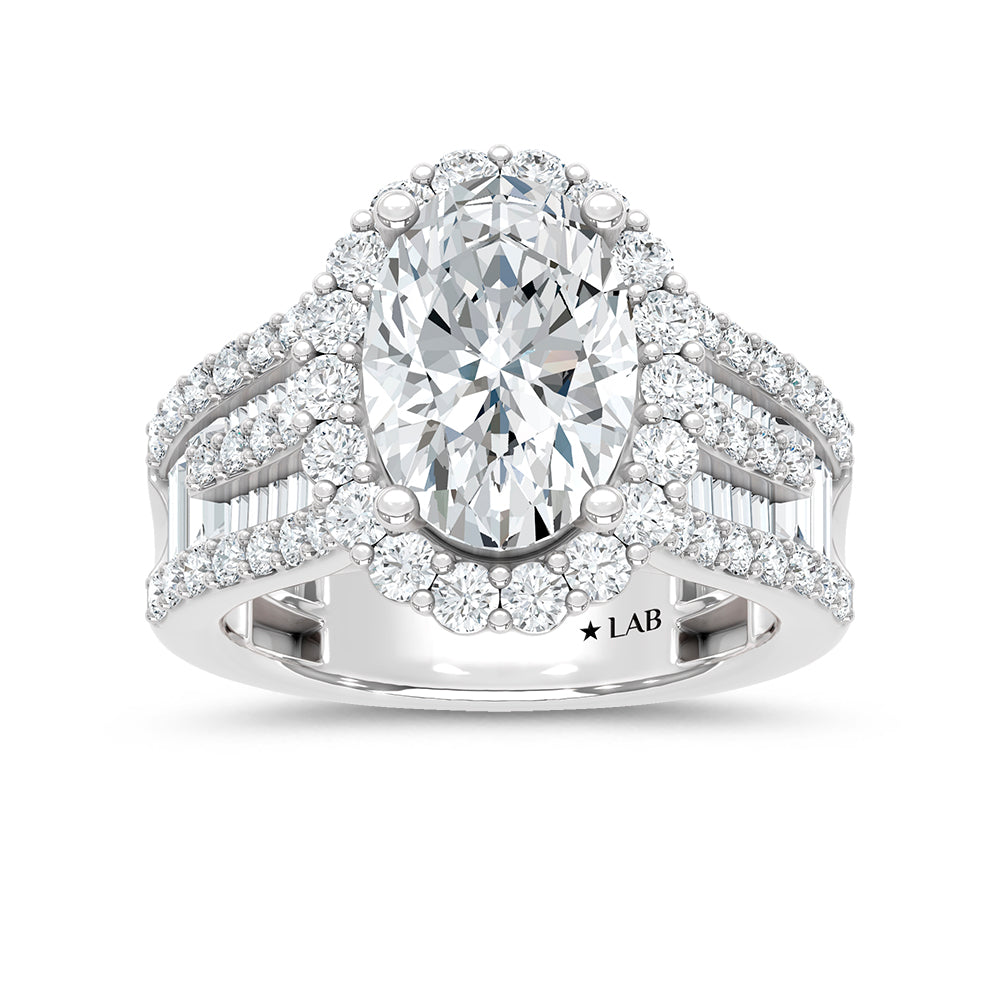 14K White Gold lab-grown diamond 5 1/2 ct.tw. oval-shape engagement ring, front view.