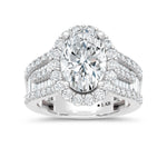 14K White Gold lab-grown diamond 5 1/2 ct.tw. oval-shape engagement ring, front view.