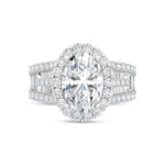 14K White Gold lab-grown diamond 5 1/2 ct.tw. oval-shape engagement ring, close-up detail shot.