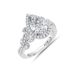 14K White Gold lab-grown diamond 2 3/4 ct.tw. pear-shape engagement ring, side profile view.
