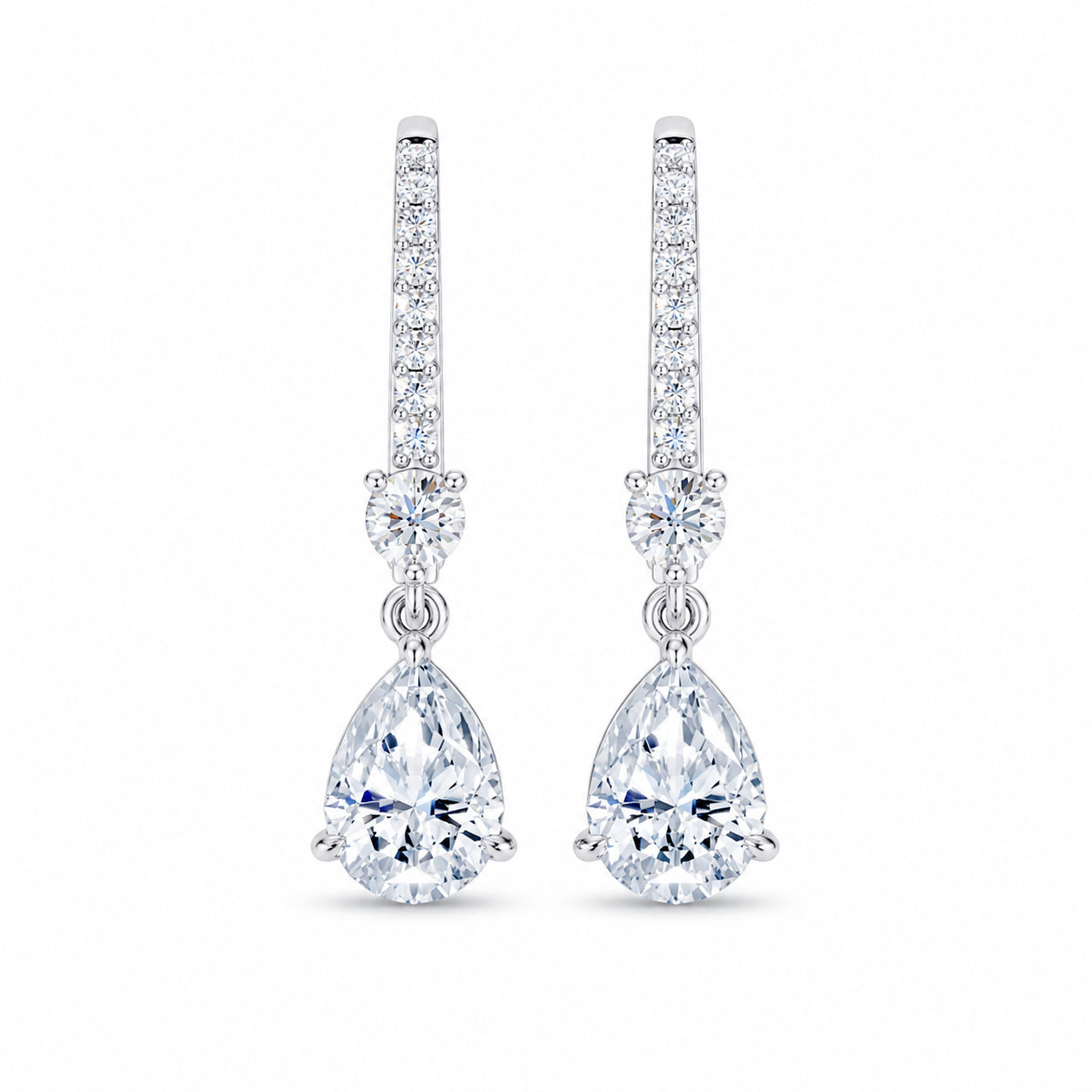 Earrings in 14k White Gold, featuring 8 CT lab-grown diamond, side profile view.