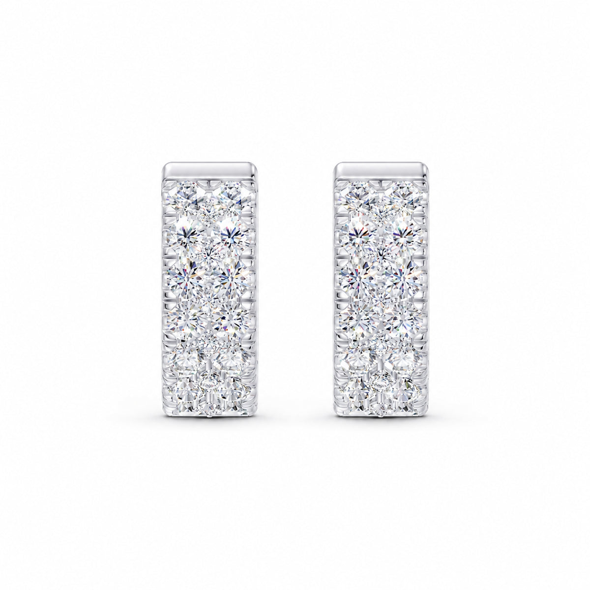 14k Yellow Gold hoop earrings, featuring 0.98 CTW lab diamond, side profile view.