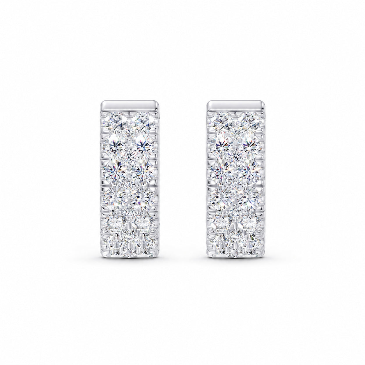 14k Yellow Gold hoop earrings, featuring 0.98 CTW lab diamond, side profile view.