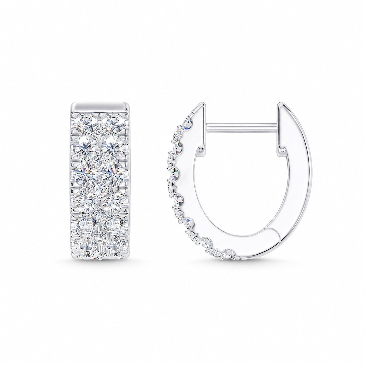 14k Yellow Gold hoop earrings, showcasing 0.98 CTW lab diamond, worn lifestyle shot.