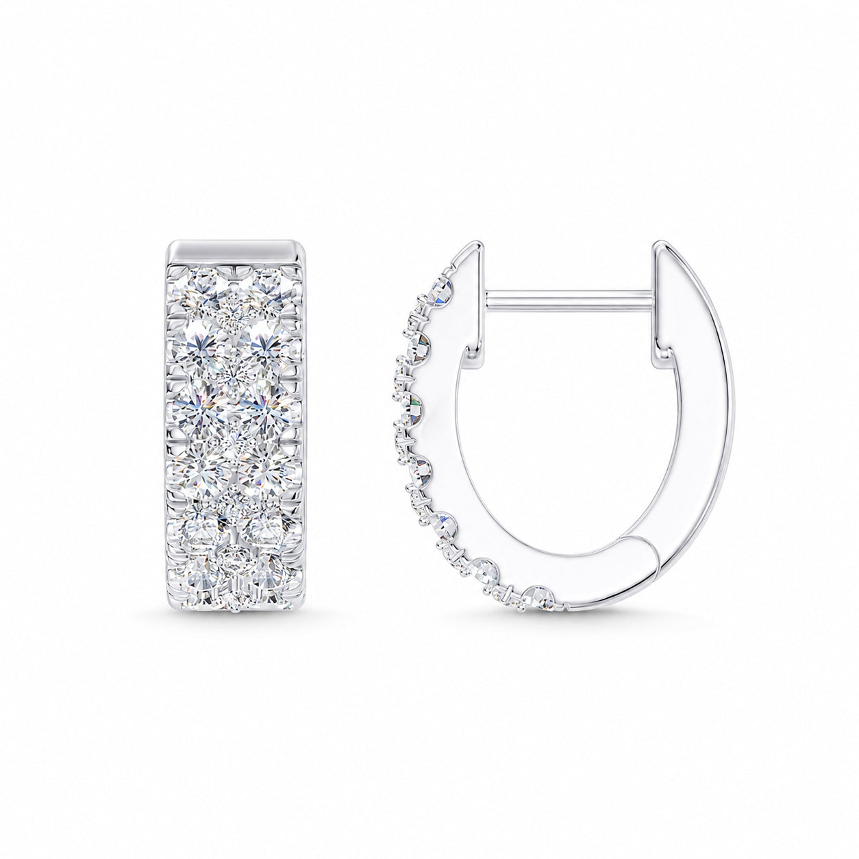 14k Yellow Gold hoop earrings, showcasing 0.98 CTW lab diamond, worn lifestyle shot.
