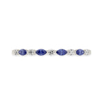 Diamond bangle in 14k White Gold, featuring 6.5 CTW lab diamond / lab blue sapphire, side profile view.