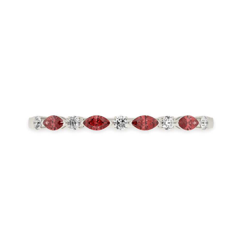 14k White Gold diamond bangle, featuring 6.5 CTW lab diamond / lab ruby, side profile view.