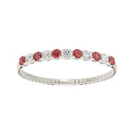 Diamond bangle in 14k White Gold, showcasing 11 CTW lab diamond / lab ruby, in a round cut, close-up detail shot | Picasso Gold & Diamond Jewelry.
