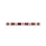 14k White Gold diamond bangle, featuring 11 CTW lab diamond / lab ruby, side profile view.