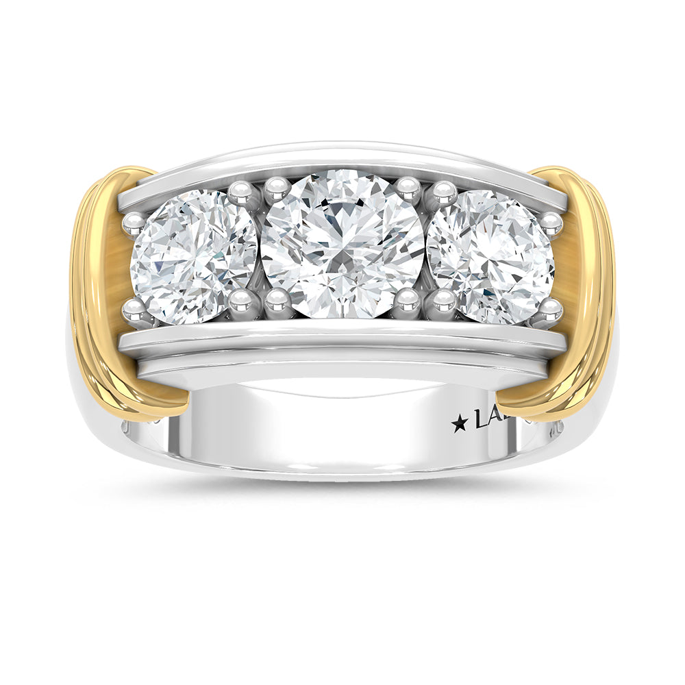 14K Two-Tone Gold 3.00 ct. tw. Round Lab-Grown Diamond Men's Band | Picasso Gold & Diamond