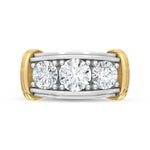 14K Two-Tone Gold 3.00 ct. tw. Round Lab-Grown Diamond Men's Band, side profile view showing the band