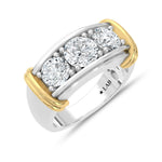 14K Two-Tone Gold 3.00 ct. tw. Round Lab-Grown Diamond Men's Band, top view of the diamonds