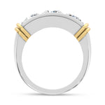 14K Two-Tone Gold 3.00 ct. tw. Round Lab-Grown Diamond Men's Band, close-up of the diamond setting