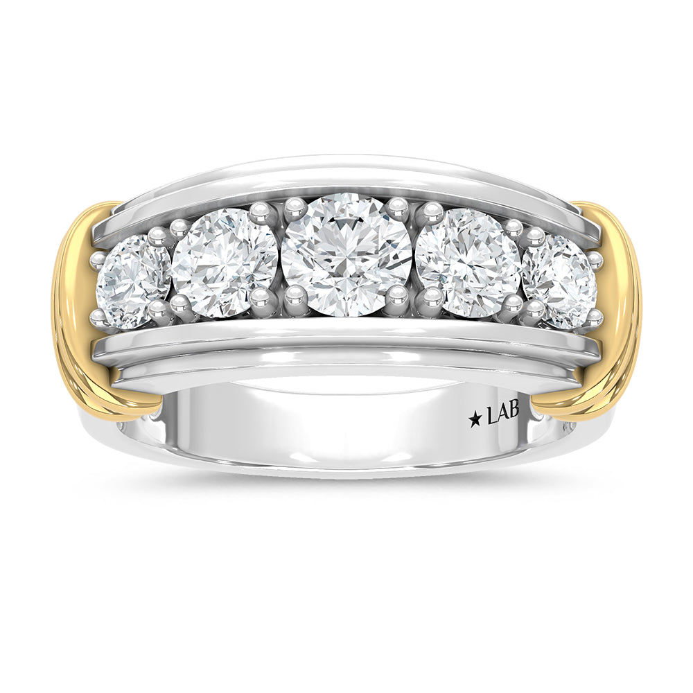 14K Two-Tone Gold 2.00 ct. tw. Round Lab-Grown Diamond Men's Band | Picasso Gold & Diamond