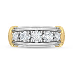 14K Two-Tone Gold 2.00 ct. tw. Round Lab-Grown Diamond Men's Band, side profile view showing the band
