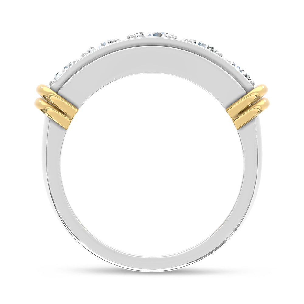 14K Two-Tone Gold 2.00 ct. tw. Round Lab-Grown Diamond Men's Band, close-up of the diamond setting