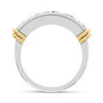 14K Two-Tone Gold 2.00 ct. tw. Round Lab-Grown Diamond Men's Band, close-up of the diamond setting