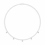 14K White Gold lab-grown diamond 1 ct.tw. five-station marquise drill diamond necklace, front view.