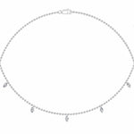 14K White Gold lab-grown diamond 1 ct.tw. five-station marquise drill diamond necklace, close-up detail shot.