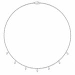 14K White Gold lab-grown diamond 1 ct.tw. seven-station marquise-shape diamond necklace, front view | Picasso Gold & Diamond Jewelry.