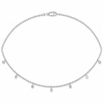 14K White Gold lab-grown diamond 1 ct.tw. seven-station pear-shape drill diamond necklace, close-up detail shot.