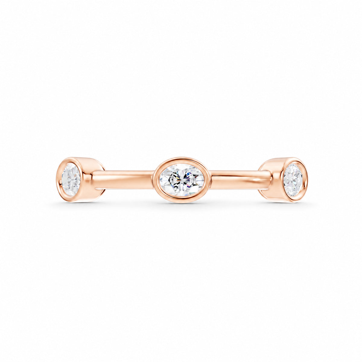 14K Rose Gold 1/2 ct. tw. Lab Grown Diamond Oval Shape Stackable Band, side profile view showing the band