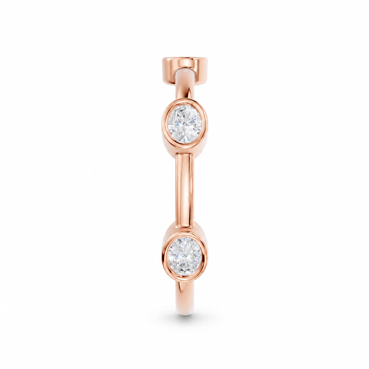 14K Rose Gold 1/2 ct. tw. Lab Grown Diamond Oval Shape Stackable Band, close-up of the diamond setting