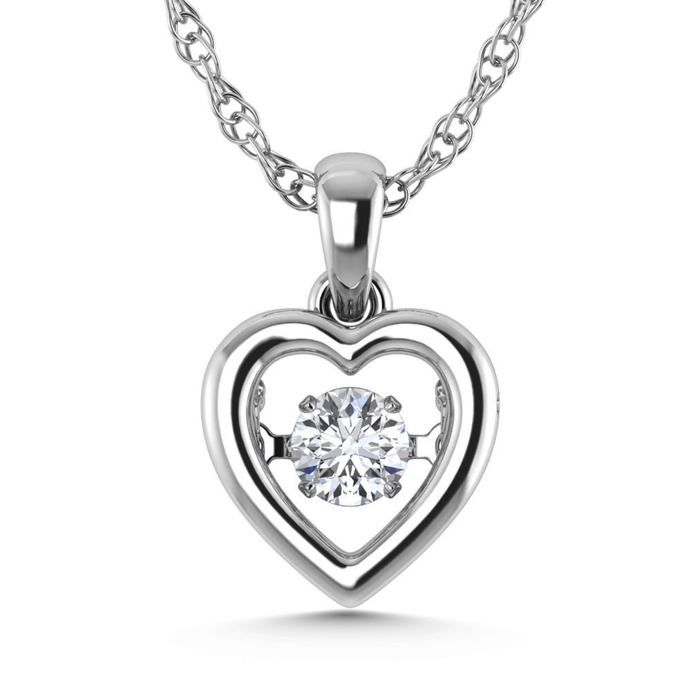 10K White Gold Lab Grown Diamond 1/5 Ct.Tw. Heart Shape Plain Halo Pendant