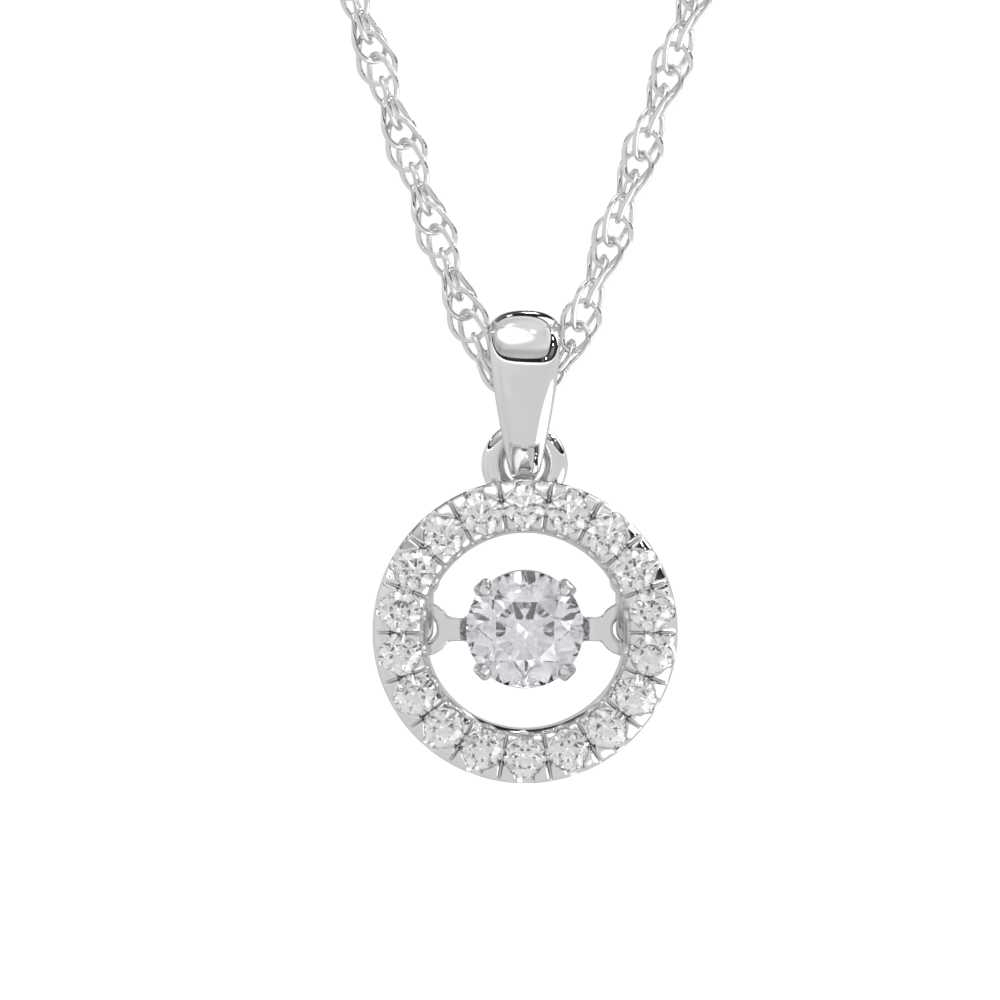 10K White Gold Lab Grown Diamond 1/3 Ct.Tw. Round Shape Halo Pendant