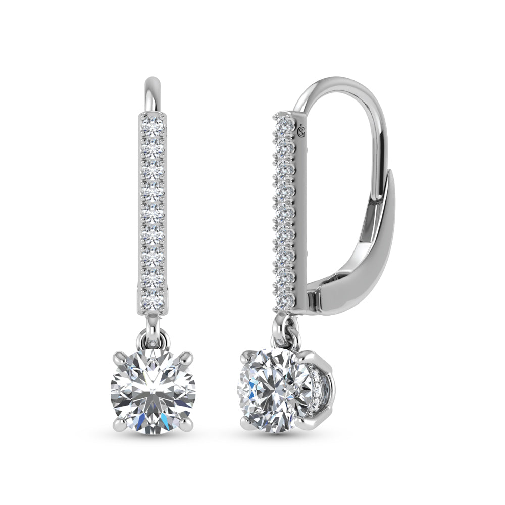 14K White Gold Lab Grown Diamond 2 Ct.Tw.  VS2+ G+ Dangler Earrings  Picasso Gold & Diamond Jewelry