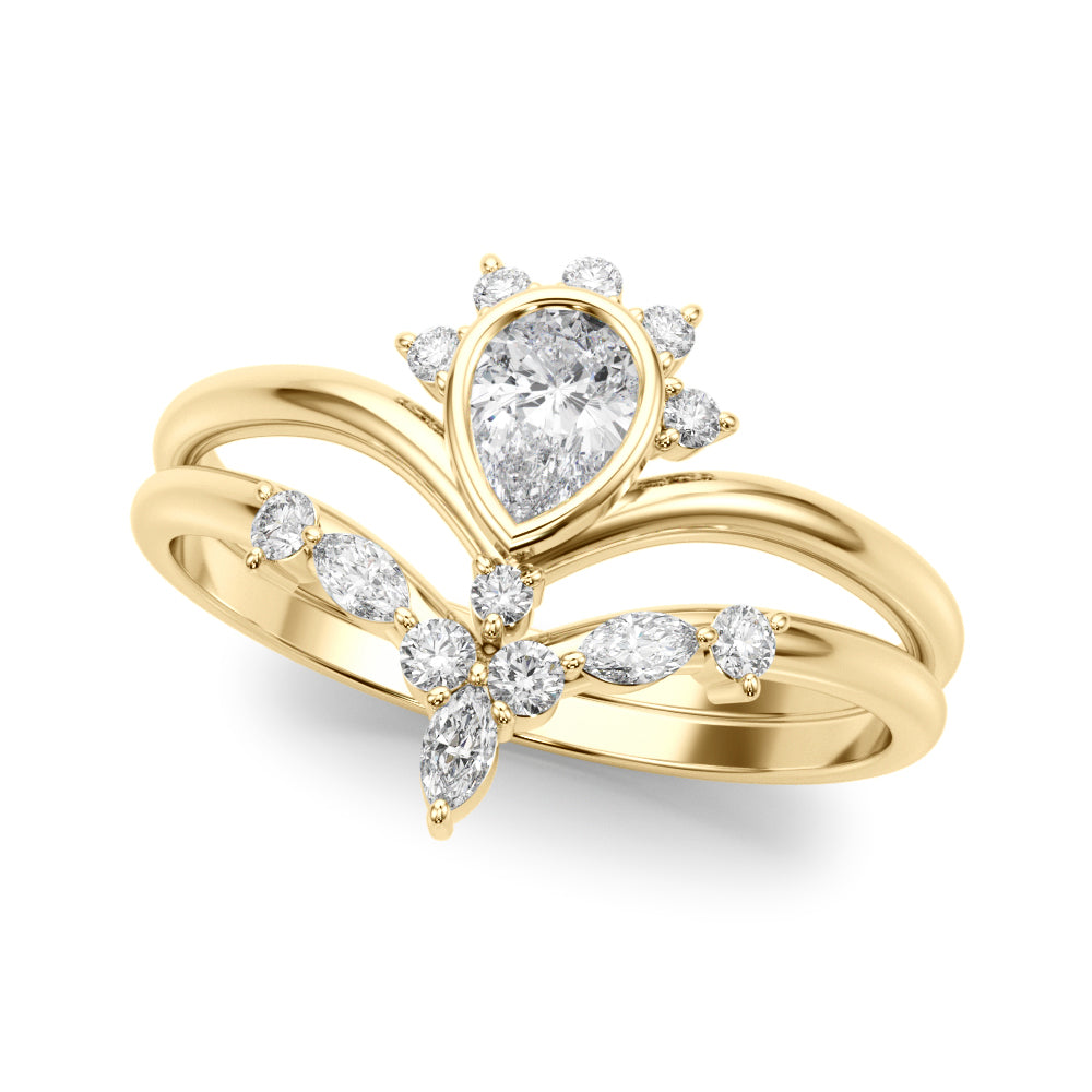 1/2 ct tw Pear Lab Grown Diamond Ring in 14K Yellow Gold
