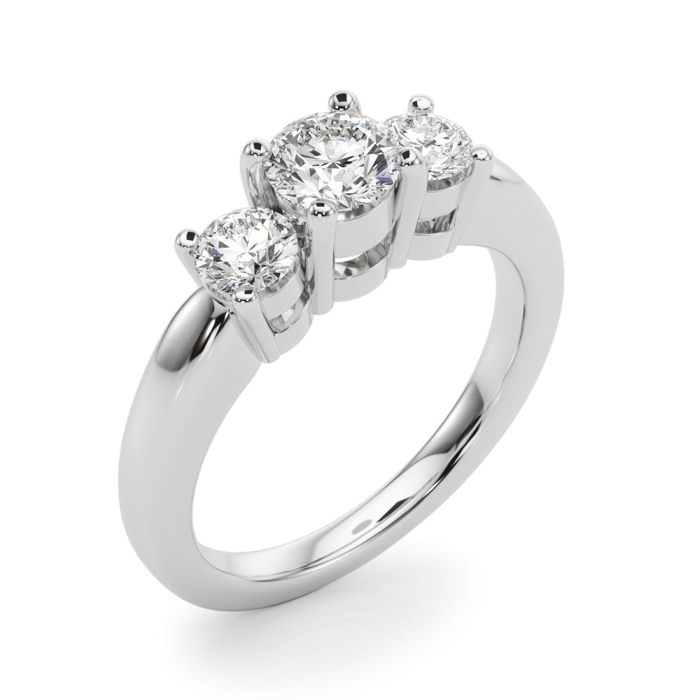 2 ct tw Round Lab Grown Diamond Three-Stone Engagement Ring in 14K White Gold