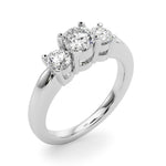 1 ct tw Round Lab Grown Diamond Three-Stone Engagement Ring in 14K White Gold