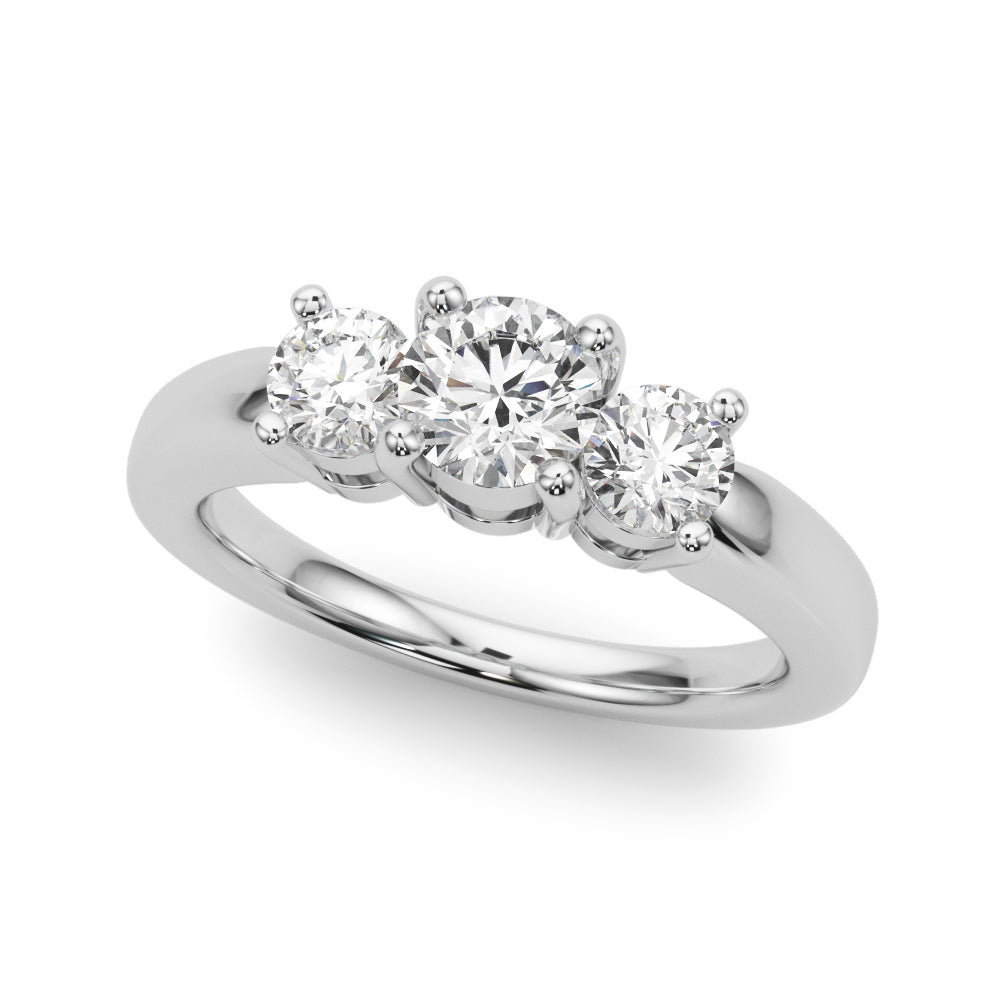 1 ct tw Round Lab Grown Diamond Three-Stone Engagement Ring in 14K White Gold
