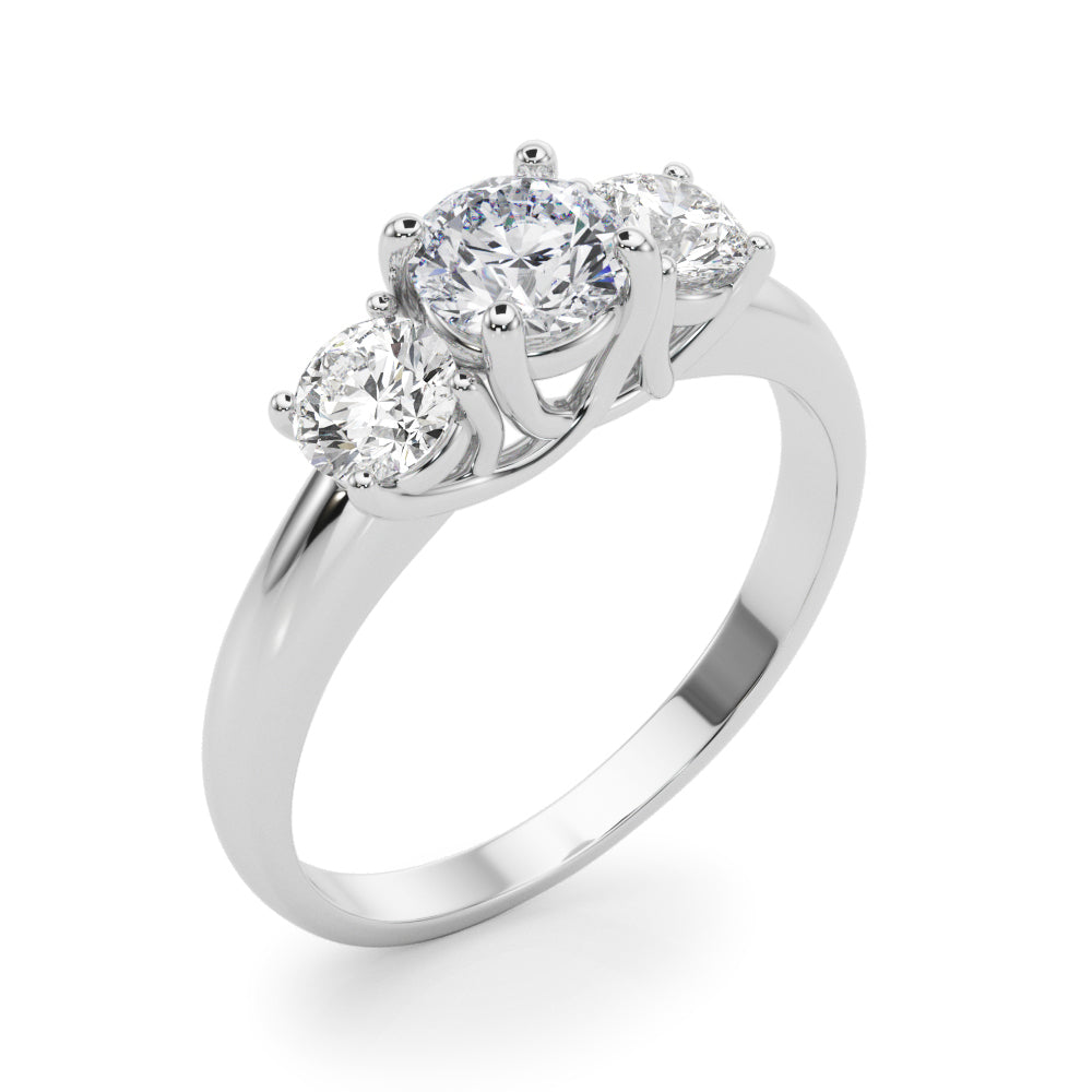 1 ct tw Round Lab Grown Diamond Three-Stone Engagement Ring in 14K White Gold