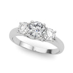 1 ct tw Round Lab Grown Diamond Three-Stone Engagement Ring in 14K White Gold
