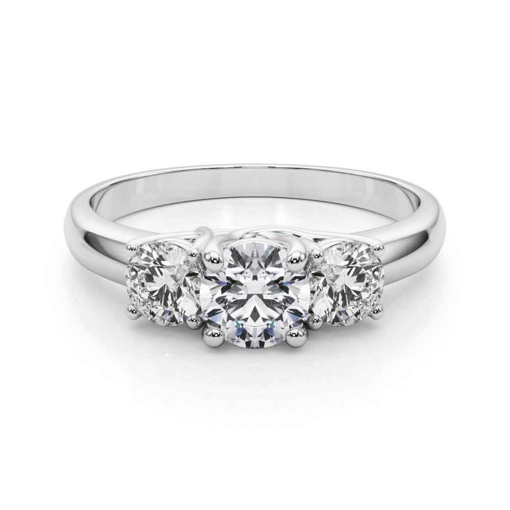 1 ct tw Round Lab Grown Diamond Three-Stone Engagement Ring in 14K White Gold