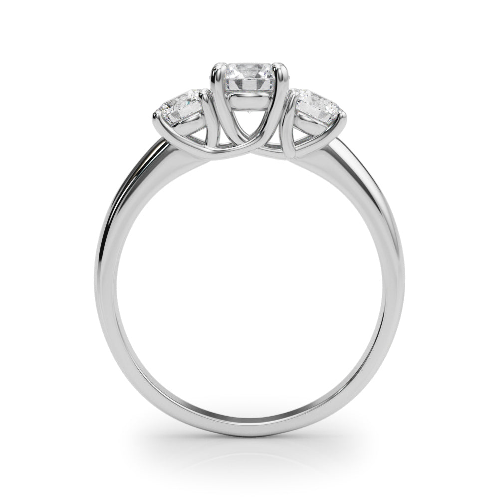 1 ct tw Round Lab Grown Diamond Three-Stone Engagement Ring in 14K White Gold