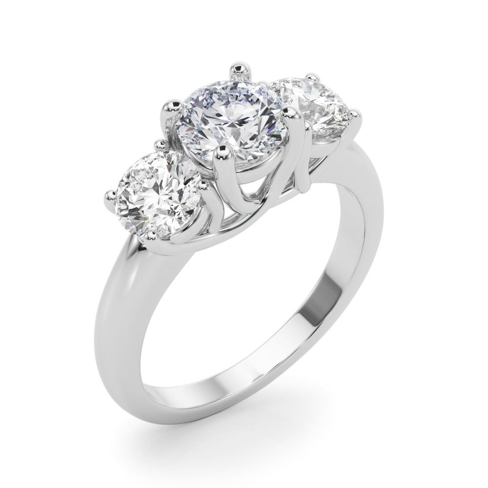 1 3/4 ct tw Round Lab Grown Diamond Three-Stone Engagement Ring in 14K White Gold