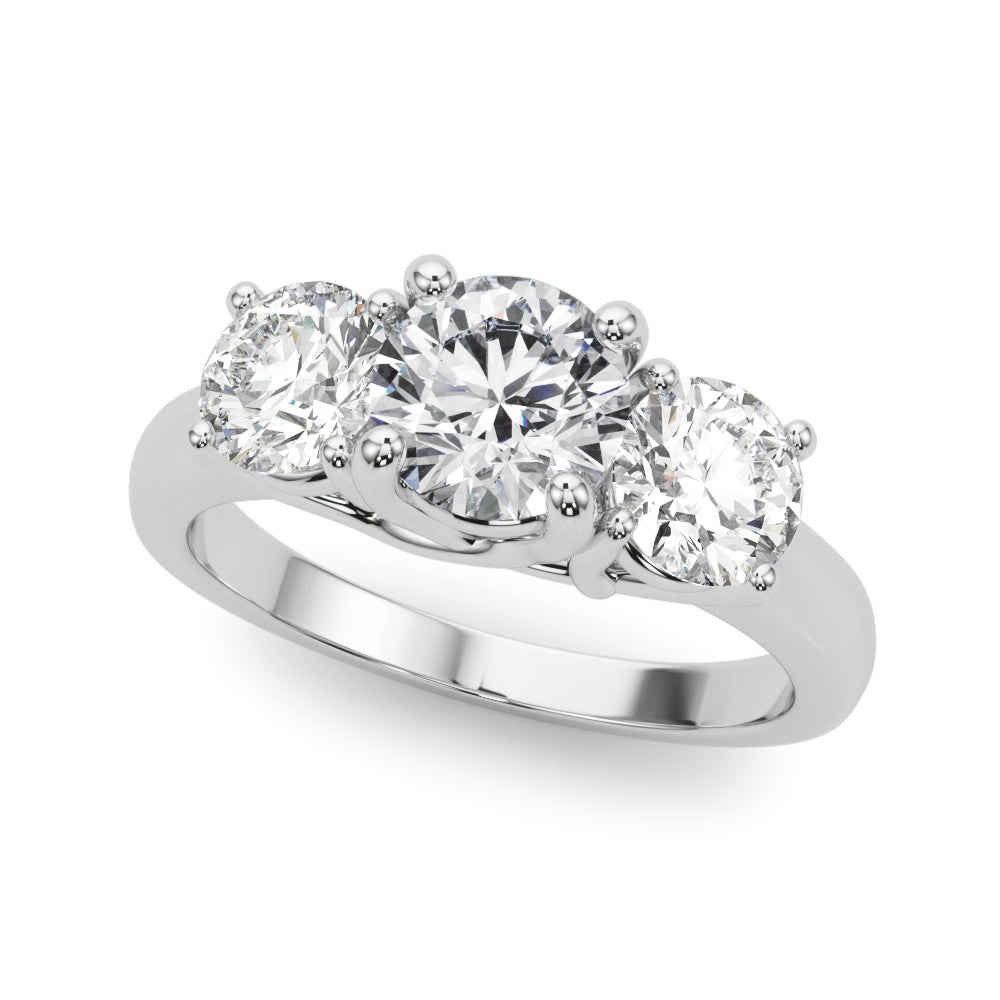 Lab Grown Diamond 3 Stone Engagement Ring Round | 14kt White Gold | 1.74CT | Picasso Gold & Diamond