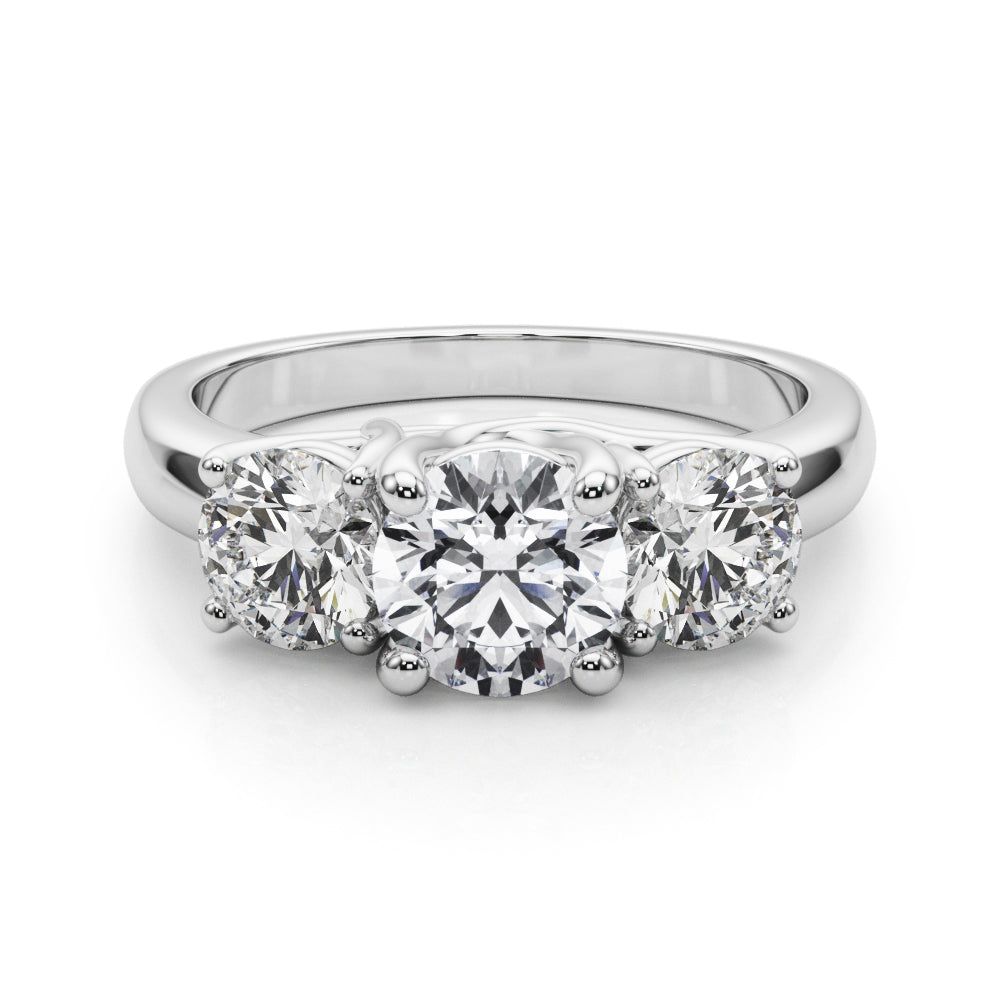 Lab Grown Diamond 3 Stone Engagement Ring Round | 14kt White Gold | Picasso Gold & Diamond