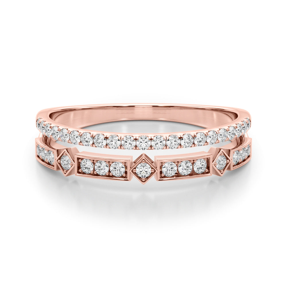 1/5 ct tw Lab Grown Diamond Wedding Band in 14K Rose Gold