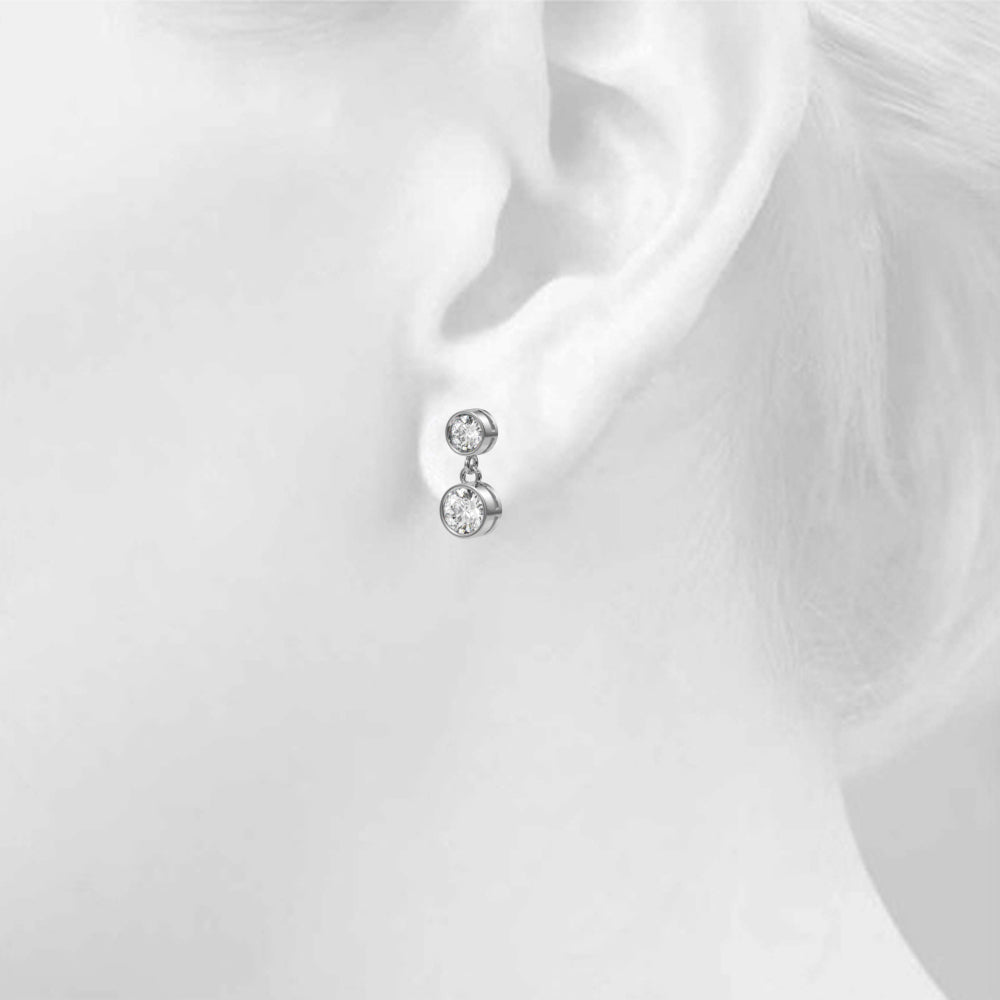1 ct tw Round Lab Grown Diamond Earrings in 14K White Gold