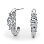 1 ct tw Lab Grown Diamond Three-Stone Earrings in 14K White Gold