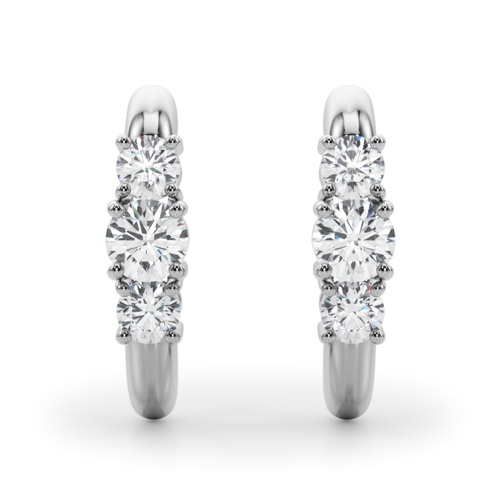 1 ct tw Lab Grown Diamond Three-Stone Earrings in 14K White Gold