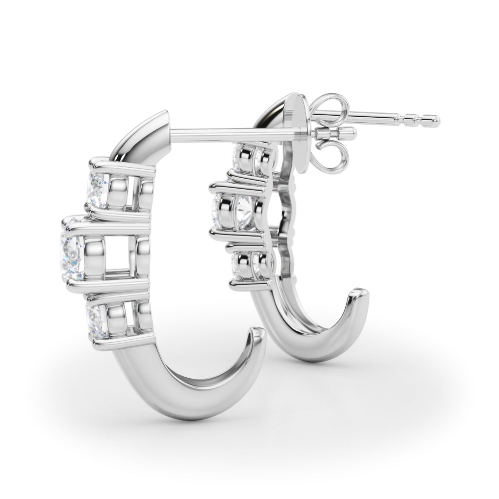 1 ct tw Lab Grown Diamond Three-Stone Earrings in 14K White Gold