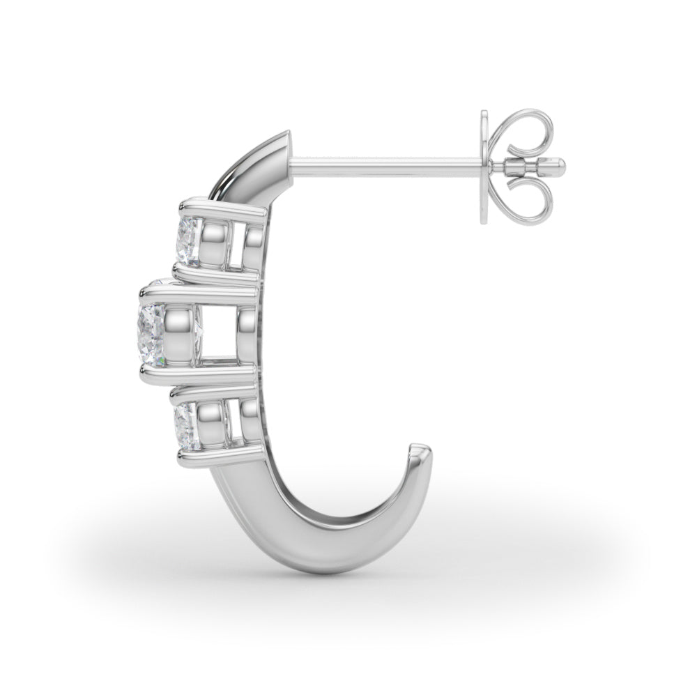 1 ct tw Lab Grown Diamond Three-Stone Earrings in 14K White Gold