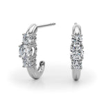 1/2 ct tw Lab Grown Diamond Three-Stone Earrings in 14K White Gold