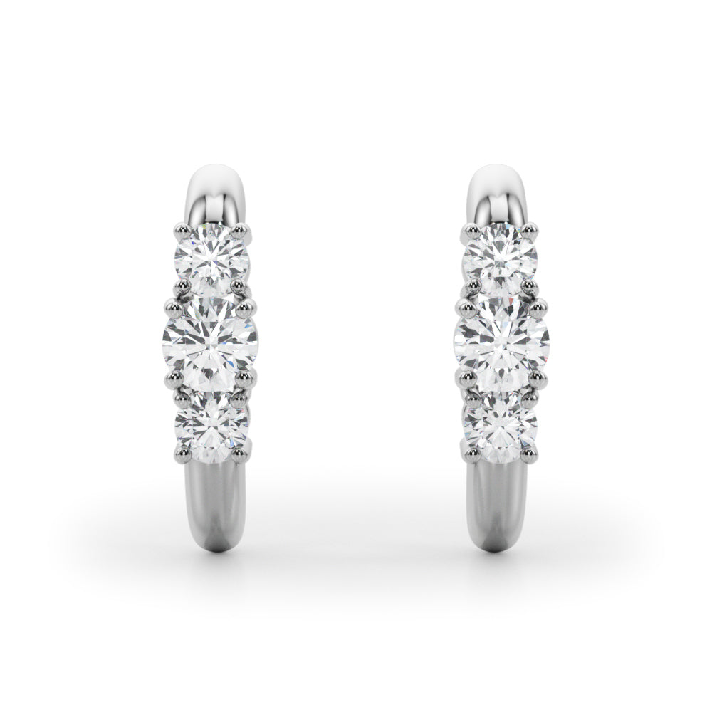 1/2 ct tw Lab Grown Diamond Three-Stone Earrings in 14K White Gold